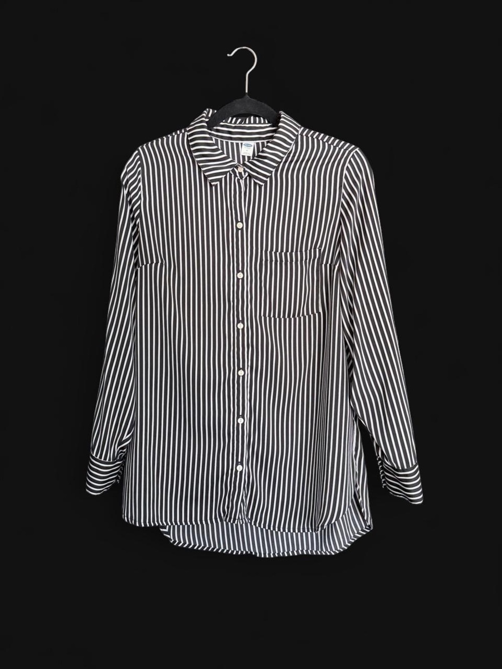 Old Navy Black and White Striped Button-Down Shirt